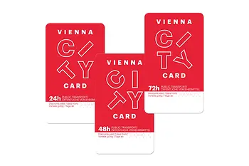 Vienna City kártya. Három kártya ábrája: 24 órás, 48 órás, 72 órás