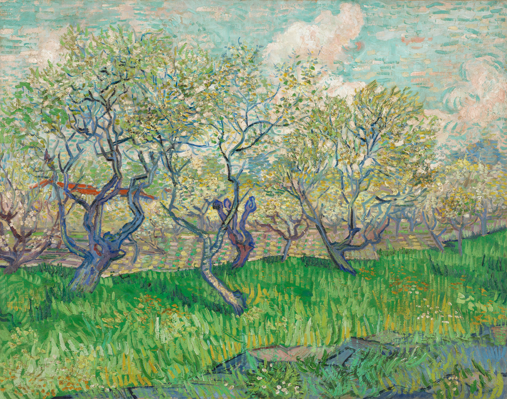 Painting by Vincent van Gogh, Orchard in Blossom (1889)