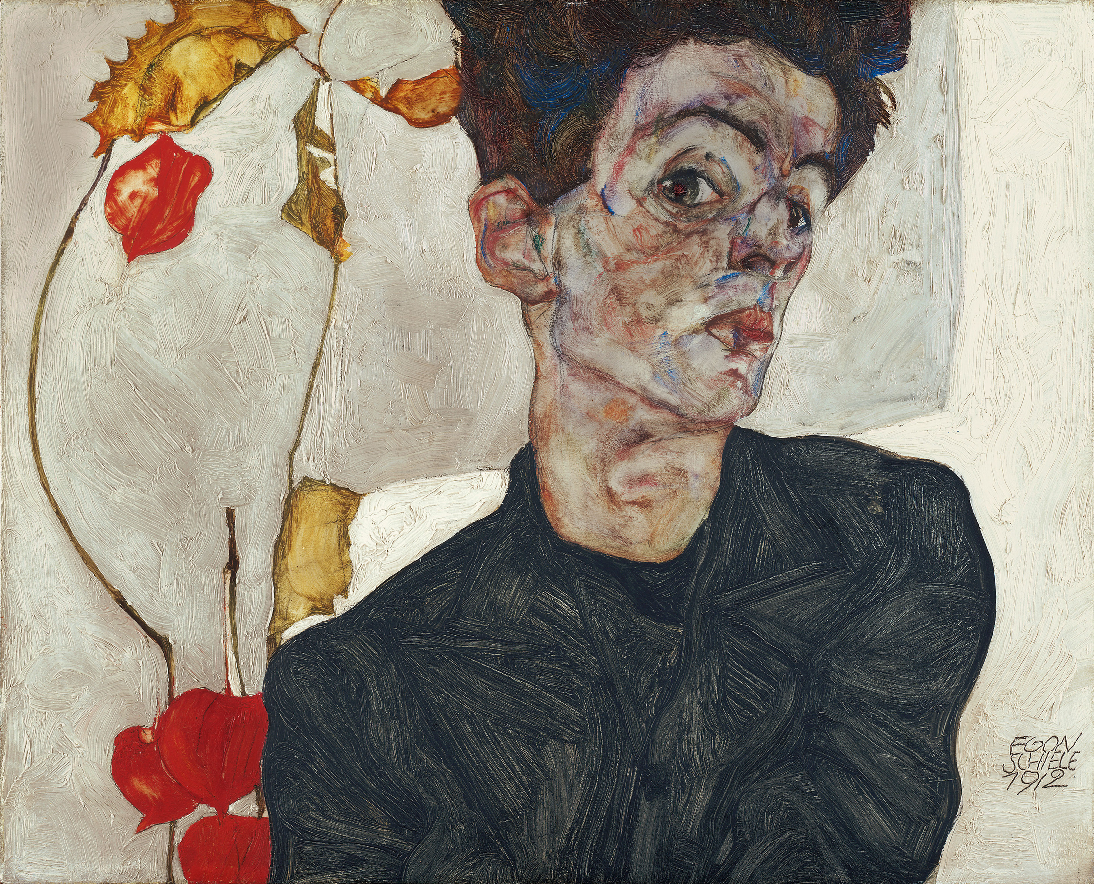 Egon Schiele: Selbstbildnis mit Lampionfrüchten, 1912 