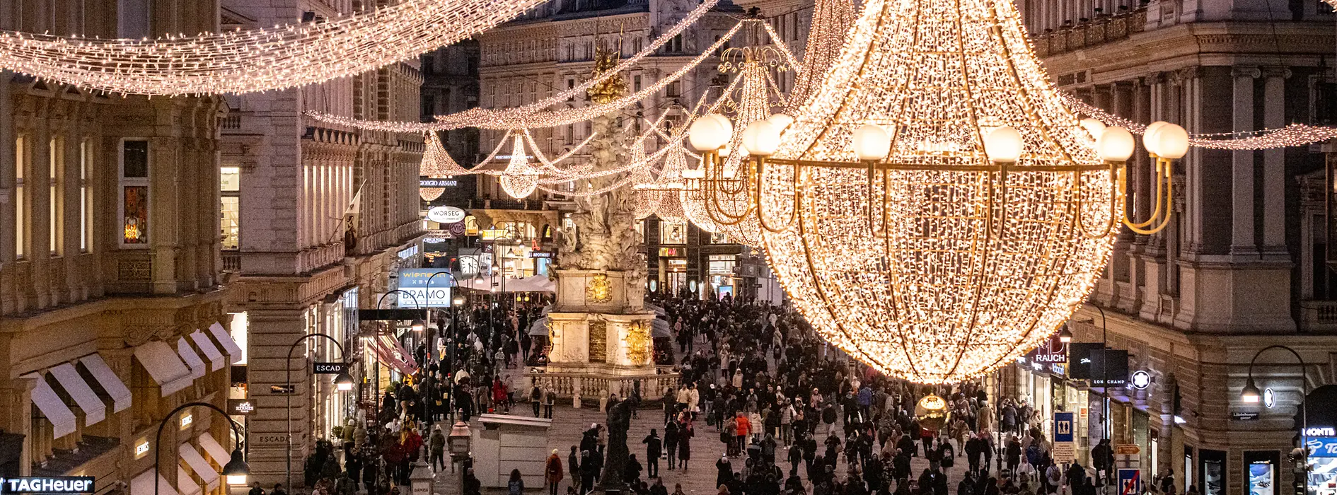 クリスマスのイルミネーション、ウィーン旧市街グラーベン 