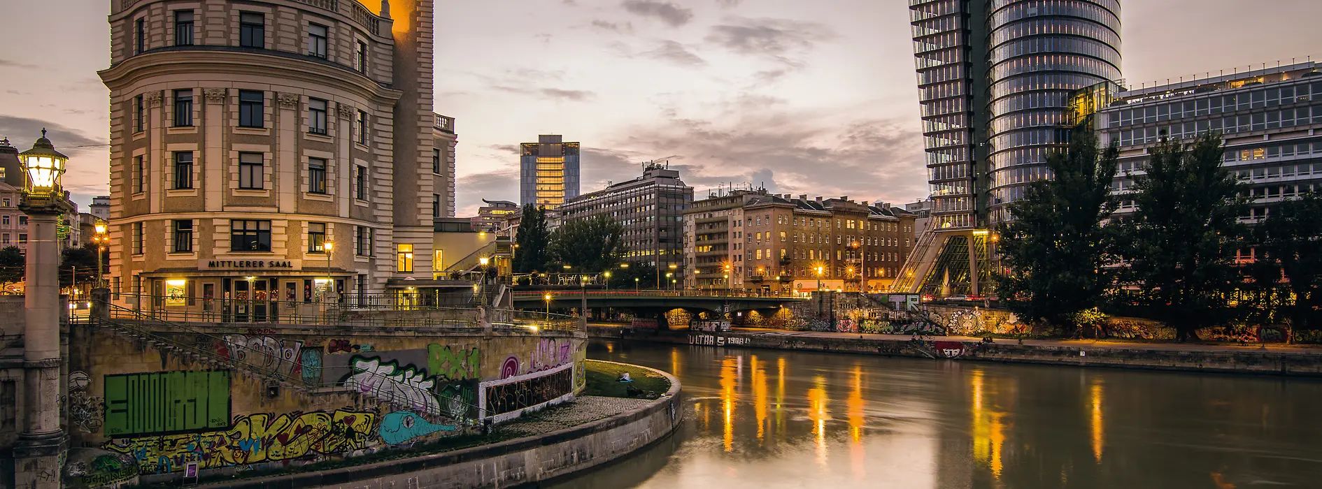 View of Urania on the Danube Canal