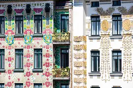 Detalle de la fachada de la Majolikahaus 