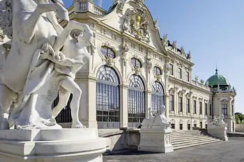 Outside shot of the Belvedere with park