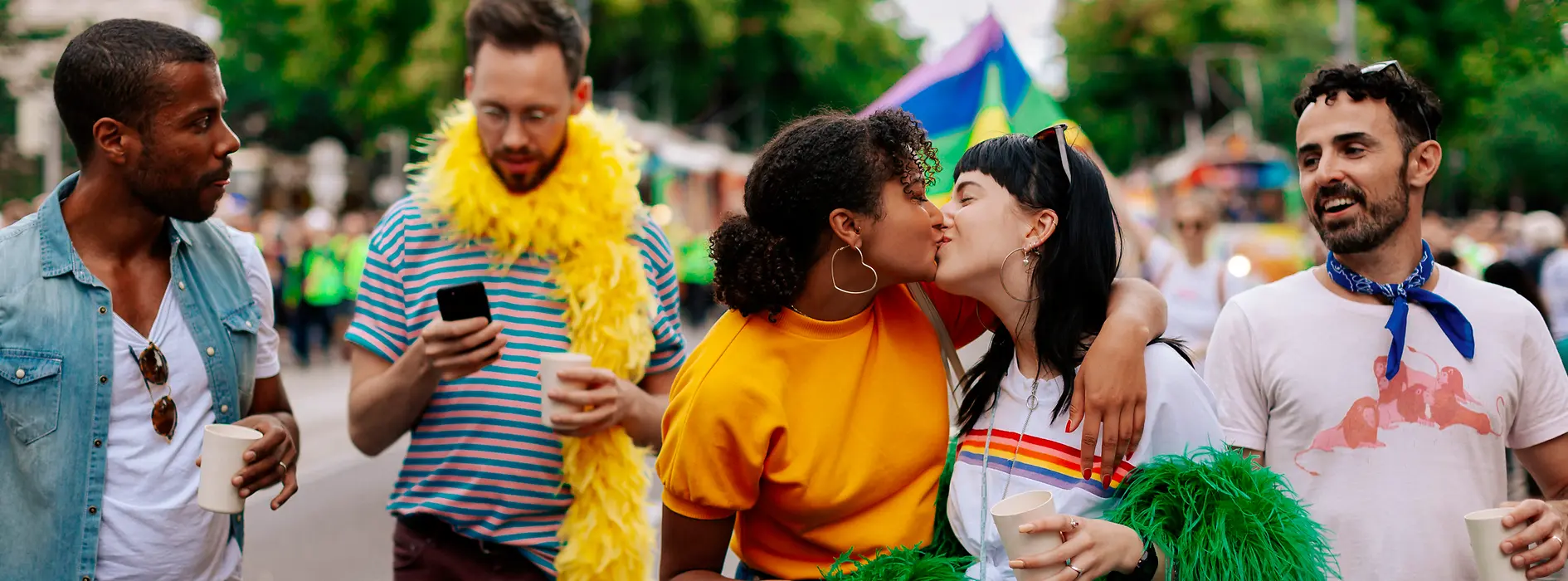 Gay and lesbian friends at the Rainbow Parade