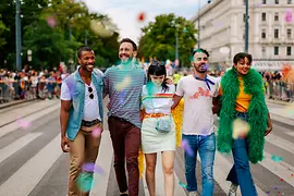 Gay and lesbian friends at the Rainbow Parade