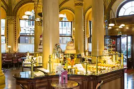 Café Central, pastry display case