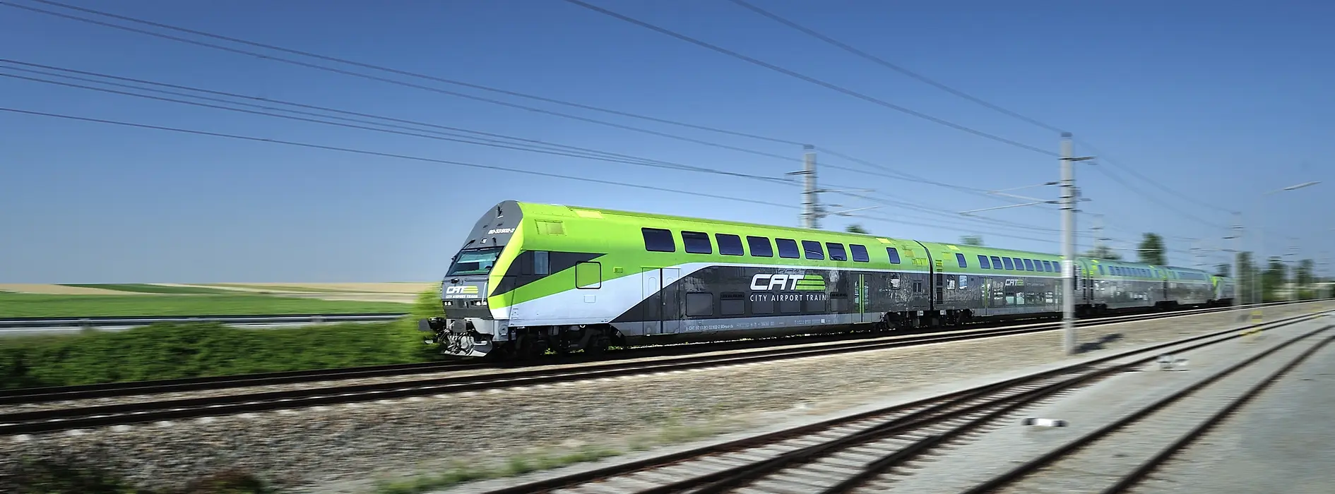 City Airport Train (CAT) - green and white coloured train