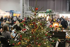 Decorated Christmas tree at the Edelstoff Christmas market