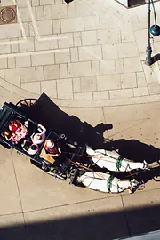 Horse-drawn carriage from above