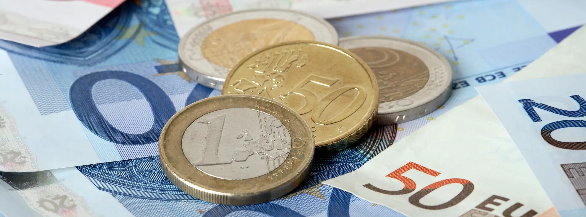 Euro coins and notes