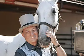 Carriage driver and his horse