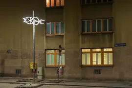 Sculpture with a shining Star of David, distributed at 24 locations throughout Vienna by Lukas Maria Kaufmann