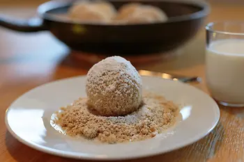 Chestnut dumplings with chocolate gravy