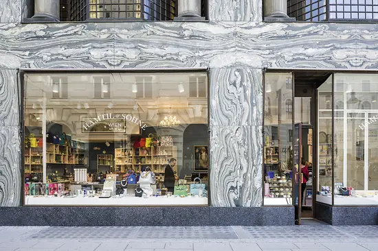 shopwindow with marble facade