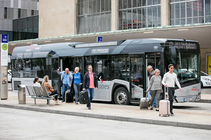 Vienna Airportline Bus in front of Westbahnhof (Train Station)