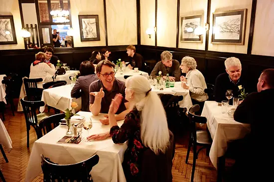 People discussing in a restaurant