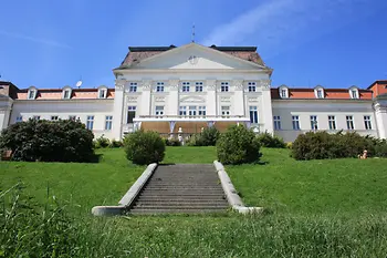 Exterior view of Wilhelminenberg Palace by day