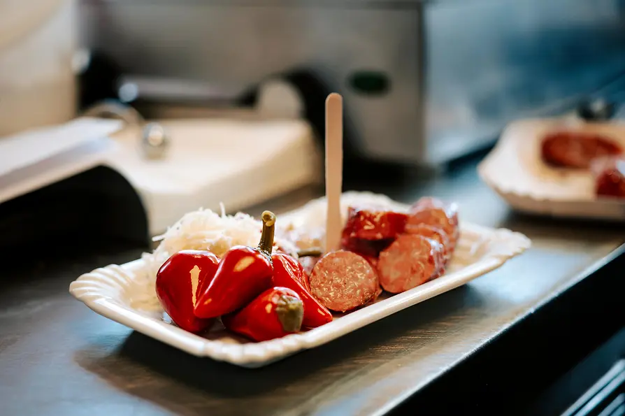 Sausage with garnishes