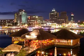 View of Uno City and Copa Cagrana at night