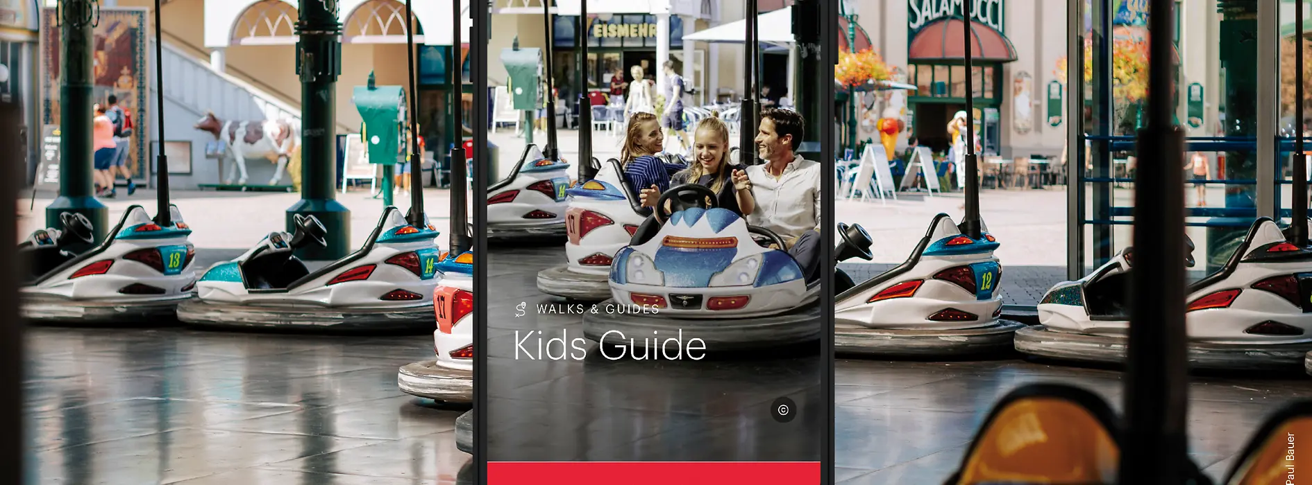 Werbesujet ivie Kids Guide - Familie fährt Autodrom