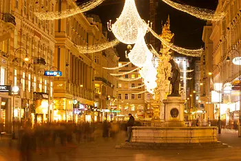 Christmas lights on a shopping street in Vienna