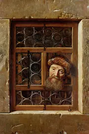 Pictură de Samuel van Hoogstraten, Old Man in the Window, 1653