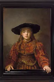 Pictură de Rembrandt Harmensz. van Rijn, Girl in a picture frame, 1641