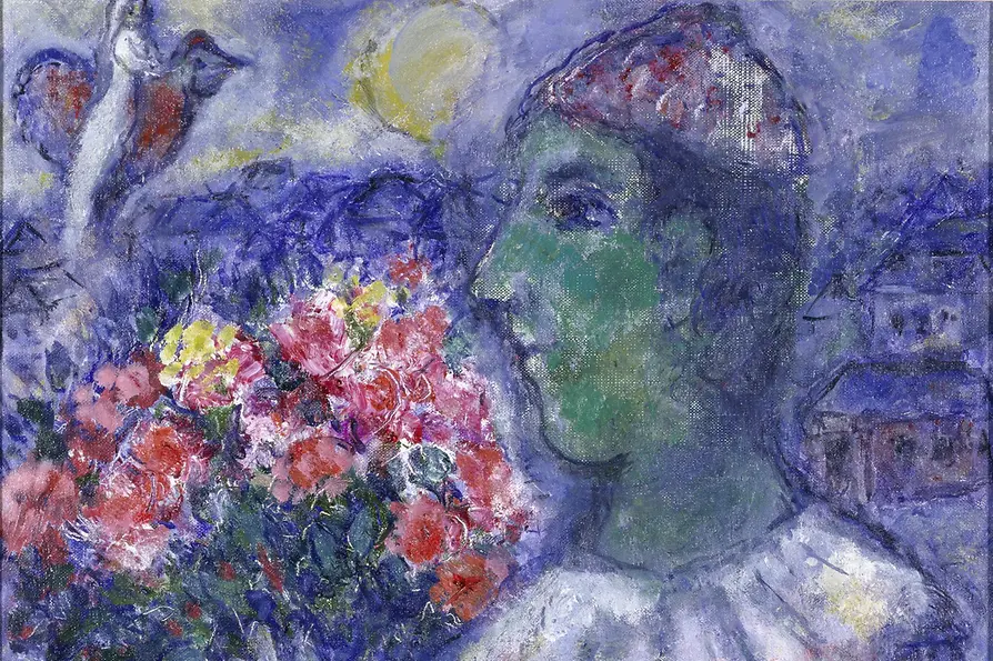 Gemälde von Marc Chagall, Le Clown au Bouquet, 1970-1974