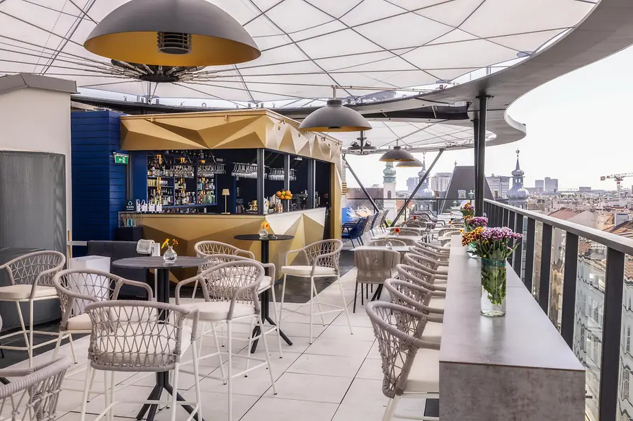 Rooftop bar with views of Vienna