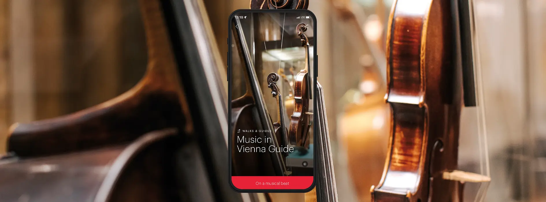 Sujet with string instruments for music in Vienna Guide in English