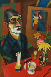 Painting by Rudolf Wacker, Selbstbildnis mit Rasierschaum, 1924