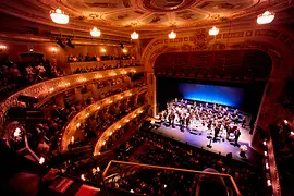 MusikTheater an der Wien at a performance, with audience and musicians on stage