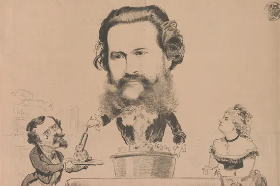 Johann Strauss caricature from the magazine “Die Bombe”